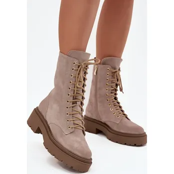 Dámské kozačky Dámské workery z pravé nubukové kůže s vyhříváním Zazoo 4213 Barva: Béžová, Velikost: 40