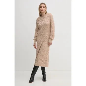 Dámské šaty Šaty Pepe Jeans HAILEY DRESS béžová barva, midi, PL953588 80X, vel. S