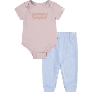 Kojenecká souprava Dětská bavlněná souprava Levi's LVN BATWING BODYSUIT SET 6EK336.G růžová 03A, vel. 68
