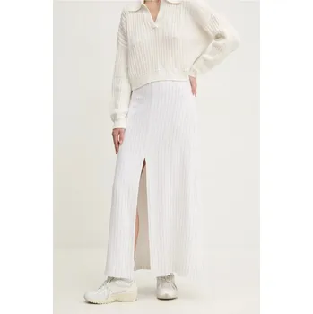 Dámská sukně Lněná sukně Abercrombie & Fitch bílá barva, maxi, KI143-4311 KI143.4311.127 00X, vel. XS