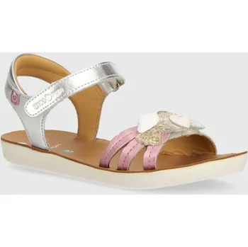Dívčí sandály Dětské kožené sandály Shoo Pom GOA TOUCAN stříbrná barva Q4NNAW04.28.32 SLV, EUR 29