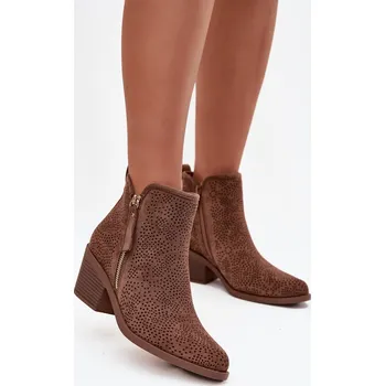 Dámské kozačky Dámské boty na podpatku S.Barski HY52-538 Barva: Béžová, Velikost: 38