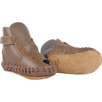 Dětská móda Kojenecké kožené boty Donsje Kapi Classic Booties Bear 1028001. hnědá 88X, EUR 19/20