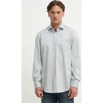 Pánská košile Bavlněná košile HUGO zelená barva, slim, s italským límcem 50482056 97X, vel. 43