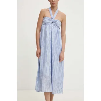 Dámské šaty Lněné šaty Answear.LAB midi 1277.ims modrá 55X, vel. S/M