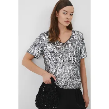 Dámská halenka Halenka Medicine dámská, stříbrná barva, s aplikací RW24.BKDA02 SLX, vel. XS