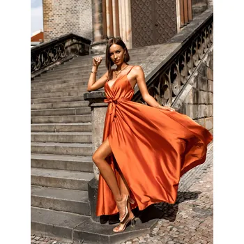 Dámské šaty Cihlové elegantní dlouhé šaty FAIRYTALE