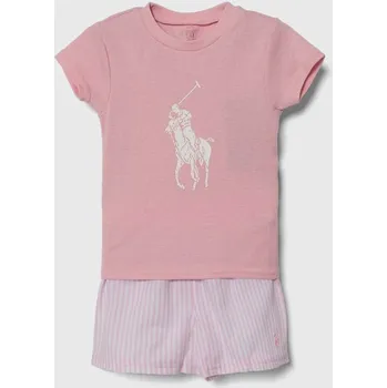 Dámské pyžamo Dětské bavlněné pyžamo Polo Ralph Lauren 2P0146 růžová 30X, vel. 88-93