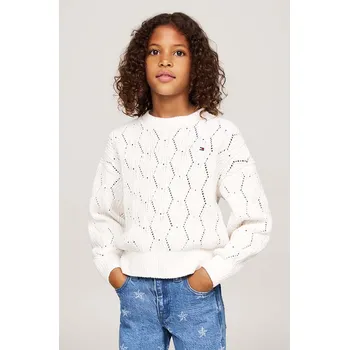 Dívčí svetr Dětský svetr Tommy Hilfiger béžová barva, KG0KG08153 KG0KG08153.9BYH. 12X, vel. 128