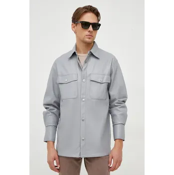 Pánská košile Košile United Colors of Benetton pánská, šedá barva, regular, s klasickým límcem 5QWAUQ02W.16K 90X, vel. XL