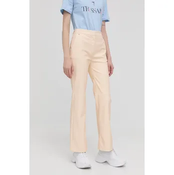 Dámské kalhoty Kalhoty Pinko dámské, béžová barva, jednoduché, high waist 1G1705.7105 02X, vel. 36