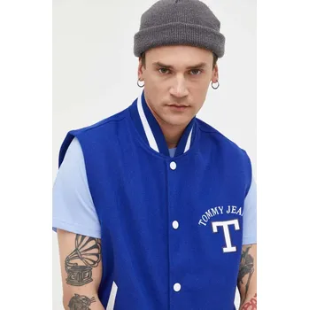 Dámská vesta Vesta s příměsí vlny Tommy Jeans tmavomodrá barva DM0DM16631 05A, vel. S