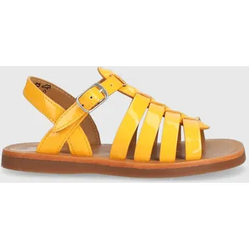 Dívčí sandály Dětské kožené sandály Pom D'api O1GYAG0405.24.27 oranžová 22X, EUR 26