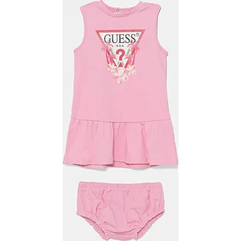 Dámské šaty Dětské bavlněné šaty Guess růžová barva, mini, A4GK18 KA6W4 A4GK18.KA6W4.PPYA 30X, vel. 55-62