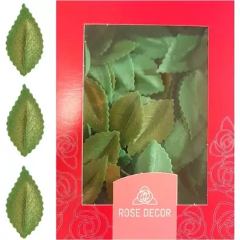 Jedlá dekorace na dort List růže zelený pozlacený, oplatek 100 ks