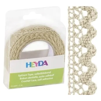 Lepicí páska Krajková textilní páska 1,5cm x 2m samolepicí - vanilka