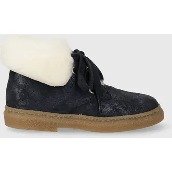 Dívčí zimní obuv Dětské semišové zimní boty Pom D'api TRIX FUR G P1DBDF0403.24.27 námořnická modř 59X, EUR 27