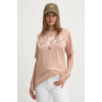 Bavlněné tričko 47 brand MLB Los Angeles Dodgers béžová barva, BB012TEPUFF620781O0 02X, vel. M