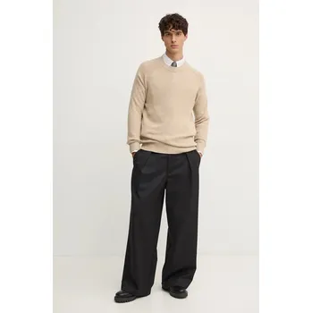 Pánský svetr Svetr z vlněné směsi Pepe Jeans CRED pánský, béžová barva, lehký, PM702480 80X, vel. XXL