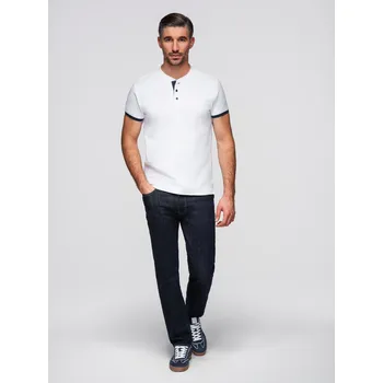 Pánské tričko Pánská polokošile bez límečku - bílá V1 OM-TSCT-0156 - L