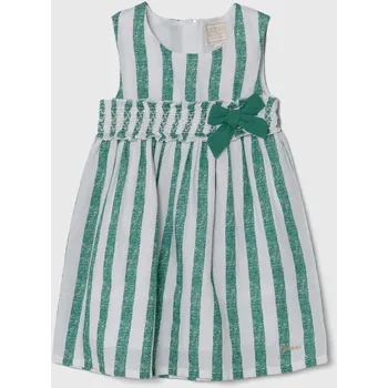 Dámské šaty Dětské šaty s příměsí lnu Guess zelená barva, mini K4GK03.WG600.PPYH 77X, vel. 105-112