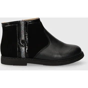 Dámské kozačky Dětské kožené boty Pom D'api CITY LOCK černá barva P1ILDD0405.24.27 99X, EUR 25