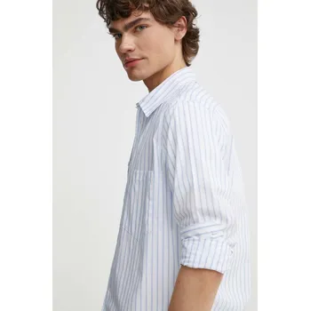 Bavlněná košile Samsoe Samsoe SALIAM M24100038 modrá 50X, vel. S