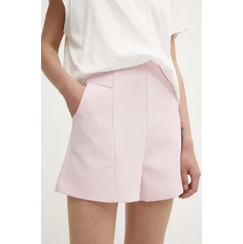 Dámské kraťasy Kraťasy Answear.LAB dámské, růžová barva, hladké, high waist 22056JS.HWK 30X, vel. L