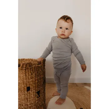 Rostoucí kalhoty šedý melír z merino vlny, bavlny a hedvábí Cosilana Velikost: 62/68