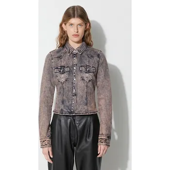 Dámská košile Džínová košile Guess Originals dámská, růžová barva, slim, s klasickým límcem EW3YG28D4ON0 30X, vel. XS