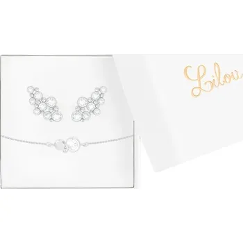 Náramek Postříbřený náramek a náušnice Lilou Sparkling A03/MARKET/ANS/210 stříbrná SLV, vel. ONE SIZE