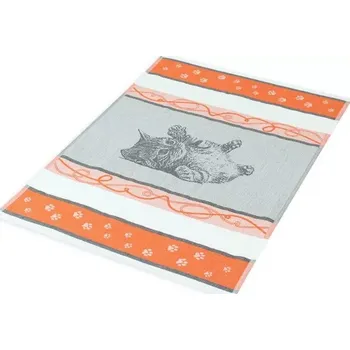 Utěrka Kočka Kuchyňská utěrka bambus oranžová, Kotě a tlapky 50x70 cm