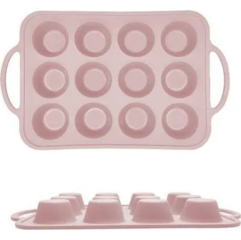 Nádoba na pečení Silikonová forma na muffiny s pevným okrajem 37,5x22cm béžová - Cakesicq