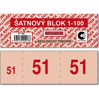 Tiskopis Šatnové bloky 1-100 čísel