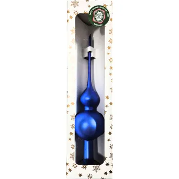 Vánoční ozdoba ČR Vánoční skleněná špice, 1-kulová, modrá, mat, bez dekoru, průměr 7 cm