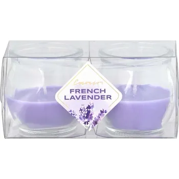 Svíčka Emocio vonná svíčka ve skle French Lavender 2 ks v plastové krabičce 56x55mm