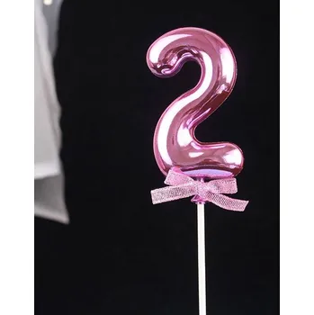 Zápich do dortu růžový číslo 2 - Cakesicq