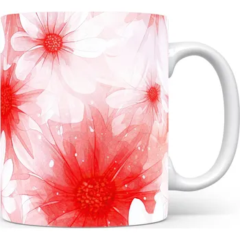 Elegantní hrnek s květinovým motivem v červených odstínech