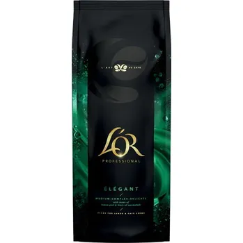 Káva L'OR Professional Elegant zrnková káva 1 kg je jemná a harmonická kávová směs, která nabízí vyváženou chuť a delikátní aroma. Tato prémiová káva je pečlivě namíchaná z vybraných zrn Arabica a Robusta, čímž vytváří jemné ovocné tóny s nádechem ořechů a kar