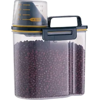 Kosmetika pro psa Uzavřená nádoba na krmivo pro psy a kočky 1,5 kg 15,5 x 11 x 22 cm Plastová dóza se vzduchotěsným víkem a odměrkou pro sypké granule