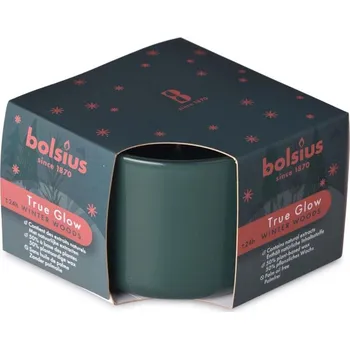 Svíčka Bolsius True Glow Vonná svíčka ve skle, 90x63mm, Winterwoods