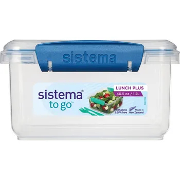 Dóza na potraviny Sistema Svačinový box s příborem To Go Lunch Plus 1,2 l, modrá