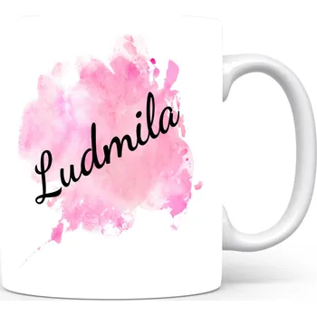 Hrnek se jménem Ludmila – růžový akvarel
