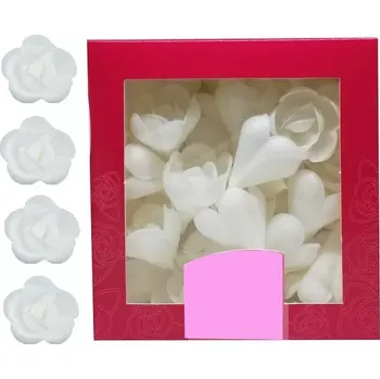 Jedlá dekorace na dort Dekorace oplatková - Růže poupě, bílá, 60 ks