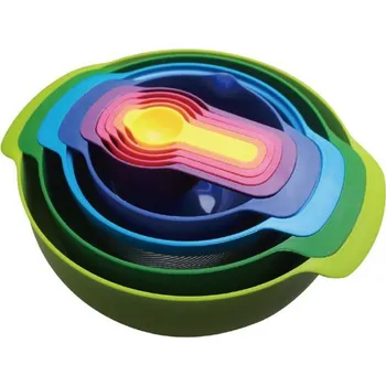 Sada 10 dílů misky, odměrky, cedníky DUHA - Cakesicq