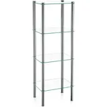 KELA Regál LARS rohový, chróm / sklo, 4. patrový KL-18051