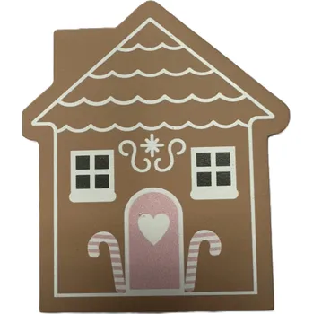 Vánoční dekorace Dřevěná vánoční dekorace - domek růžový, 13,5 cm