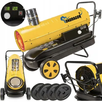 Průmyslové topidlo Ondragon – Naftová horkovzdušná turbína Ondragon 40 kW (komínový odvod spalin, LCD displej, termostat)