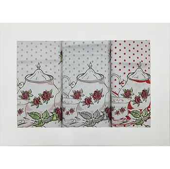 Utěrka 4sleep Sada kuchyňských bavlněných utěrek, 3 ks, Čajový servis růže