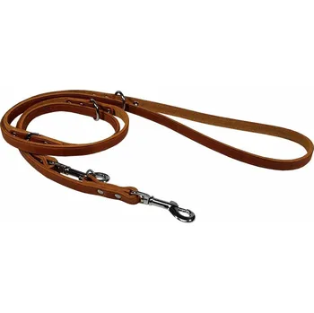 Miska pro psa Kožené přepínací vodítko Maštěné Zubr 14 mm x 240 cm koňak